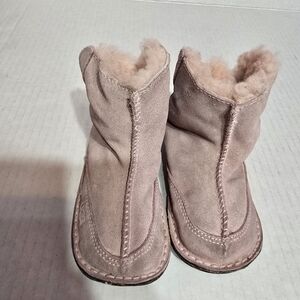 UGG Kids Pink Suede Shearling Boots Toddler L